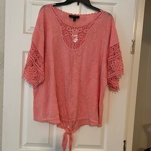 Lane Bryant coral lacy top